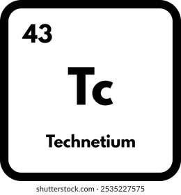 Technetium chemical element icon isolated on white background . Technetium icon vector