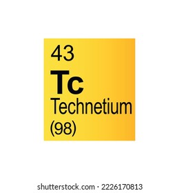 Technetium chemical element of Mendeleev Periodic Table on yellow background.