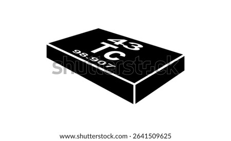 Technetium chemical symbol, black isolated silhouette 
