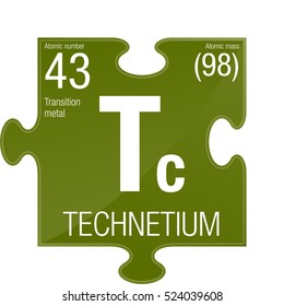 Technetium symbol. Element number 43 of the Periodic Table of the Elements - Chemistry - Puzzle piece with green background