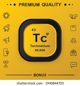 Technetium symbol with yellow button