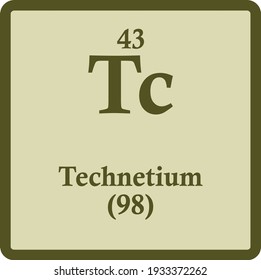 Technetium Tc Transition metal Chemical Element vector illustration diagram, with atomic number and mass. Simple outline design for education, lab, science class.
