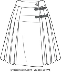 Technic draw pleated mini skirt