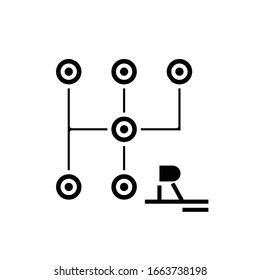 Technic mechanism black icon, concept illustration, vector flat symbol, glyph sign.
