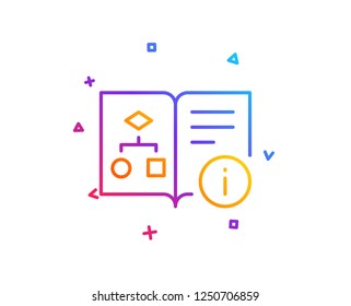 Technical algorithm line icon. Project documentation sign. Gradient line button. Technical algorithm icon design. Colorful geometric shapes. Vector