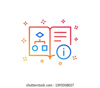 Technical algorithm line icon. Project documentation sign. Gradient design elements. Linear technical algorithm icon. Random shapes. Vector