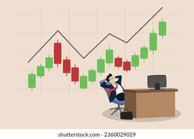 Technical analysis to analyze the movement of stock or cryptocurrency market data, trend analysis, buy and sell indicator chart concept, businessman trader analyzing candlestick charts.