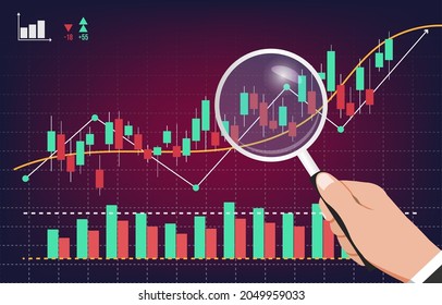 Análisis técnico del comercio de valores, mercado de valores o mercado de valores ilustrativo vectorial