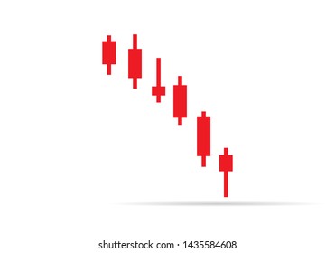 Technical analysis of Forex market, candlestick chart with down directionl, vector illustration