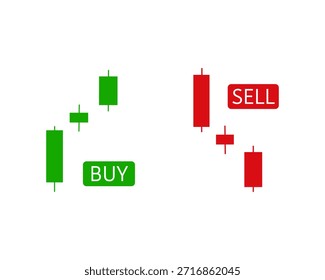 Technical analysis infographic showing candlestick reversal Up trend and Down trend patterns with "BUY" and "SELL" signals button. Suitable for trading education, financial apps, or stock market strategy guides.