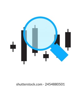 Análisis Técnico Stock Mirando Detalle Ver Icono Símbolo Diseño Vector