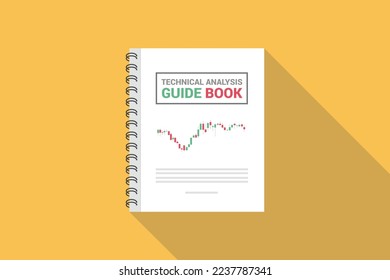 technical analysis for stock market guidebook with long shadow flat style with modern flat style