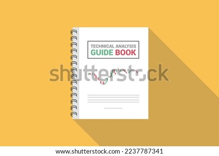 technical analysis for stock market guidebook with long shadow flat style with modern flat style
