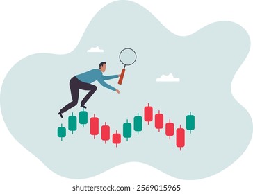 Technical analysis trader to analyze stock market or crypto currency data movement, trend analysis to take profit,business concept.flat character.