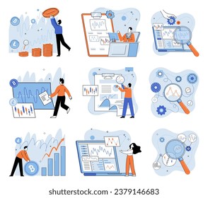 Technical analysis. Vector illustration. Businesses rely on technical analysis to assess economic environment and develop effective strategies The exchange information and ideas is crucial