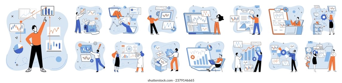 Technical analysis. Vector illustration. The market is influenced by various economic factors require careful analysis and understanding Money plays pivotal role in economy, and its management