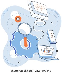 Technical analysis. Vector illustration. Money plays pivotal role in economy, and its management requires deep understanding financial principles Developing sound investment strategy involves