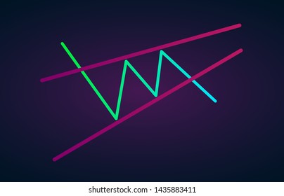  technical analysis. Vector stock and  exchange graph, forex analytics and trading market chart.  flat vector icon