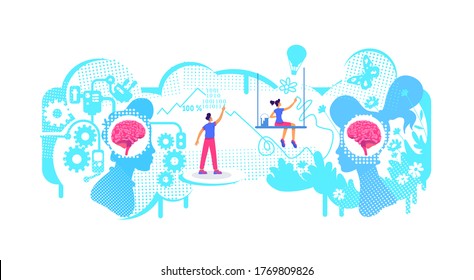 Technical and artistic creativity flat concept vector illustration. Analytical thinking skill. 2D cartoon characters for web design. Mental processes to organize information creative idea