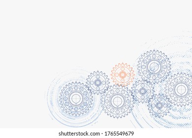 Antecedentes técnicos. Partes abstractas del motor. Ilustración vectorial.
