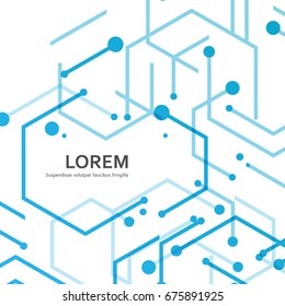 Technical background with hexagon line and dots.