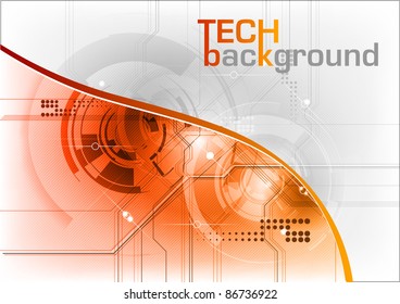 technical background with orange line