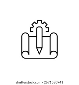 Proyecto Técnico Con Engranaje Y Lápiz Para Conceptos De Diseño De Ingeniería Ilustración