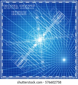 Technical blueprint on blue background. Vector illustration.