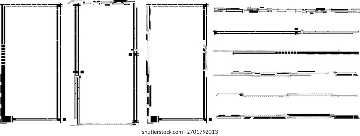 Technical blueprint showcasing detailed architectural plans for a modern building design in a city environment