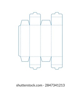 A technical blueprint showing the flat layout and folding lines for a standard rectangular packaging box design.