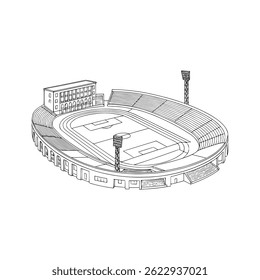 Technical Blueprint of a Stadium – Vector Sketch - Stadium Architectural Design