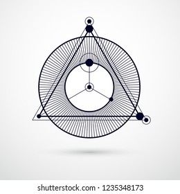 Technical blueprint, vector black and white digital background with geometric design elements, cubes. Engineering technological wallpaper made with honeycombs.