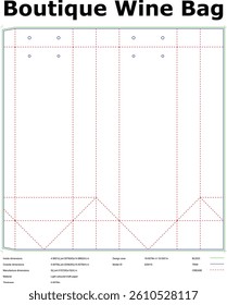 Technical Blueprint For Wine Bottle Bag Design Template With Dimensions And Material