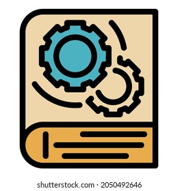 Icono de libro técnico. Esquema del libro técnico del icono del vector color plano aislado