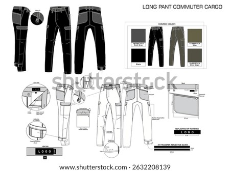 Technical Cargo Pants Mockup With Description and Combo Colour