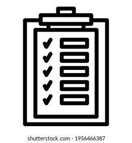 Technical check list icon. Outline technical check list vector icon for web design isolated on white background