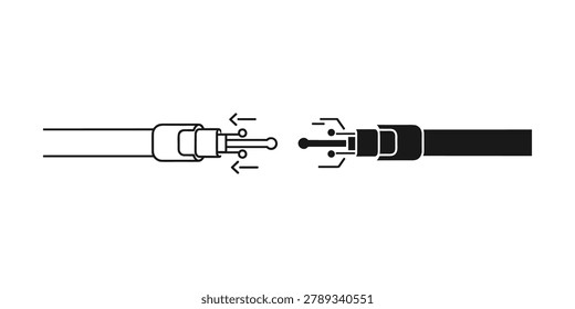 Technical coaxial cable connectors. Precise engineering for secure signal transmission. Ideal for technology broadcasting and engineering concepts.