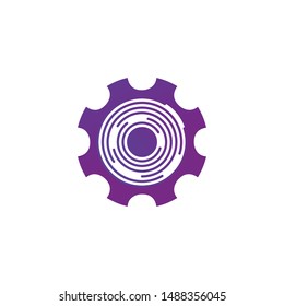 Technical cog or gear wheel with futuristic circle. vector illustration isolated on white background.