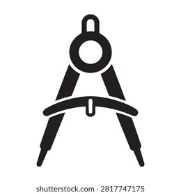 Technical compass drawing instrument icon with drafting geometry engineering architecture education instrument mathematics