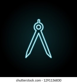 Technical compass icon in neon style. Simple thin line, outline vector of education icons for UI and UX, website or mobile application