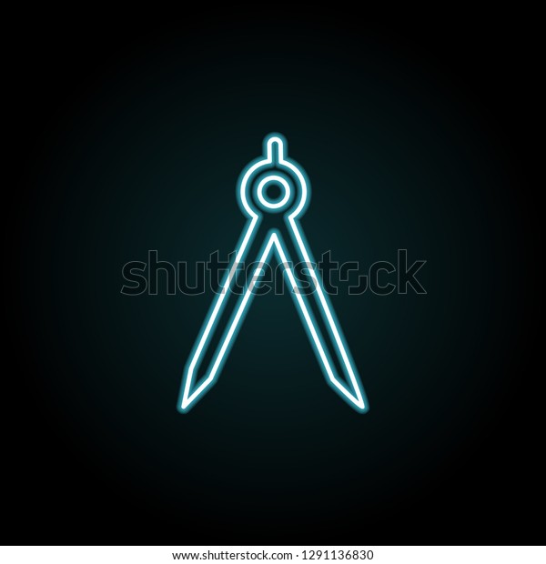 Technical compass icon in neon style. Simple\
thin line, outline vector of education icons for UI and UX, website\
or mobile\
application
