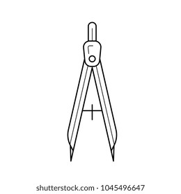 Technical compass vector line icon isolated on white background. Opened compass with adjustment knob for drawing circles in geometry line icon for infographic, website or app.