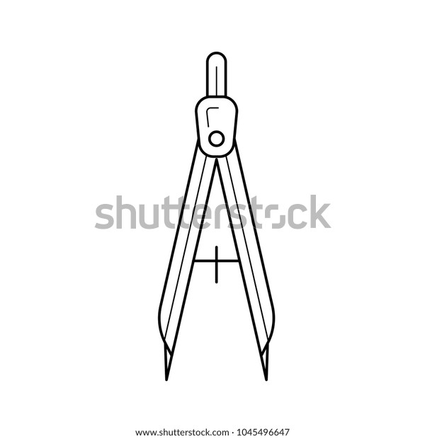 Technical compass\
vector line icon isolated on white background. Opened compass with\
adjustment knob for drawing circles in geometry line icon for\
infographic, website or\
app.