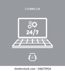 Technical computer support 24/7 - Vector flat icon