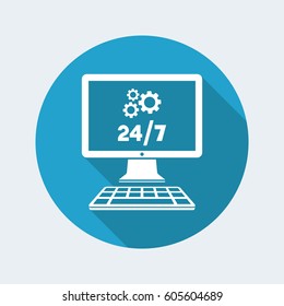 Technical computer support 24/7 - Vector flat icon