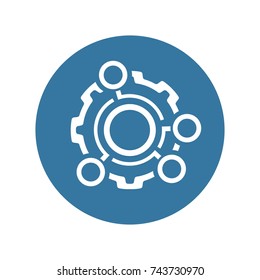 Technical Data Icon. Gear and Option Dots. Engineering Symbol. Flat Line Pictogram. Isolated on white background.