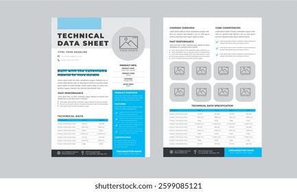 Technical Data Sheet layout template With 2 Style design layout	