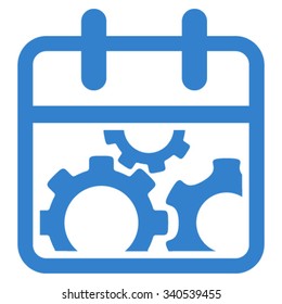 Technical Date vector icon. Style is flat symbol, cobalt color, rounded angles, white background.