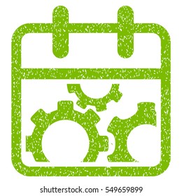 Technical Day grainy textured icon for overlay watermark stamps. Flat symbol with dirty texture. Dotted vector eco green ink rubber seal stamp with grunge design on a white background.