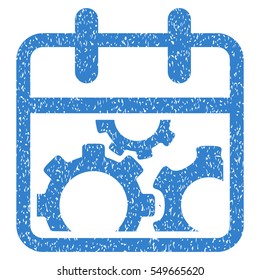 Technical Day grainy textured icon for overlay watermark stamps. Flat symbol with dust texture. Dotted vector cobalt ink rubber seal stamp with grunge design on a white background.